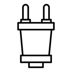 plug icon flat thin outline art logo