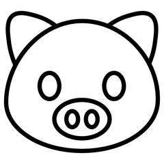 pig face icon flat thin outline art logo