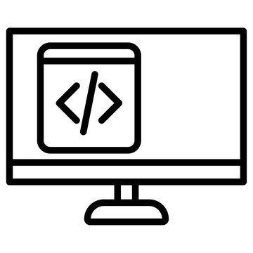 programming icon flat thin outline art logo