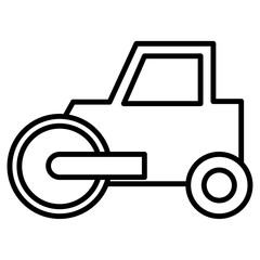 road roller icon flat thin outline art logo