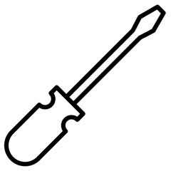 screw driver icon flat thin outline art logo
