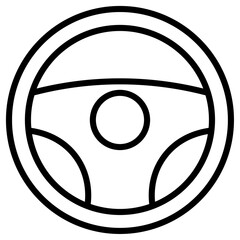 steering wheel icon flat thin outline art logo