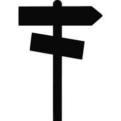 Directional Signpost Black Silhouette Illustration