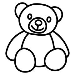 teddy bear icon flat thin outline art logo