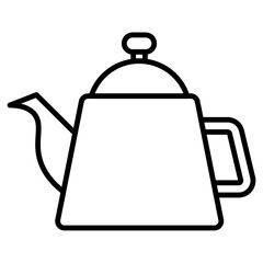 tea pot icon flat thin outline art logo