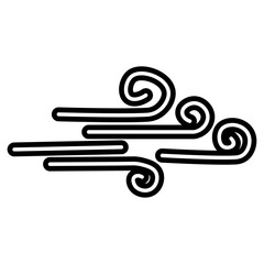 wind blowing icon flat thin outline art logo
