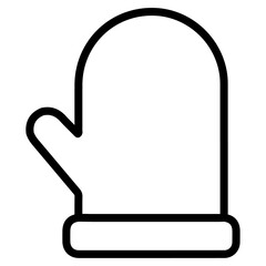 winter glove icon flat thin outline art logo