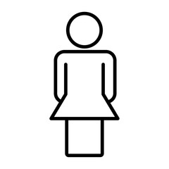 woman icon flat thin outline art logo