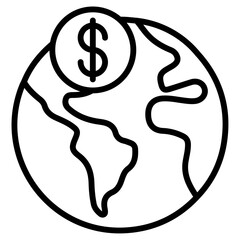 world payment icon flat thin outline art logo