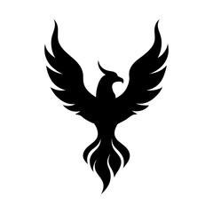 Phoenix Bird in Flames Minimalist Design Symbolizing Transformation and Renewal