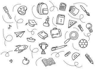 Back to school doodle line art vector art illustratrion pattern
