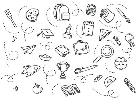 Back to school doodle line art vector art illustratrion pattern
