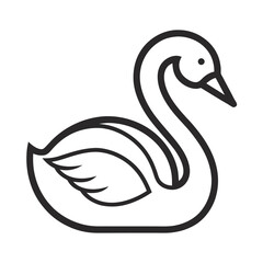 An outline vector icon of a swan isolated on white