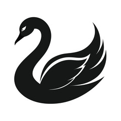 A silhouette vector icon of a swan isolated on white