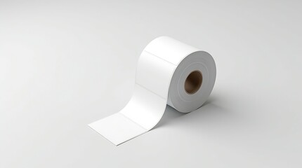 White Label Roll on Gray Background: Thermal Transfer Labels, Packaging, Printing, Industrial, Blank, Adhesive Illustration