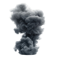 Swirling gray smoke cloud isolated on a transparent background
