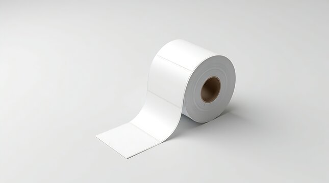 White Label Roll on Gray Background: Thermal Transfer Labels, Packaging, Printing, Industrial, Blank, Adhesive Illustration