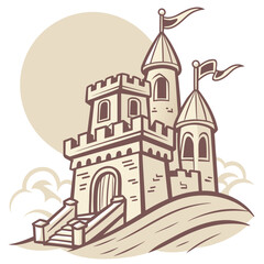 A Fairytale Castle Illustration on a Hill charming