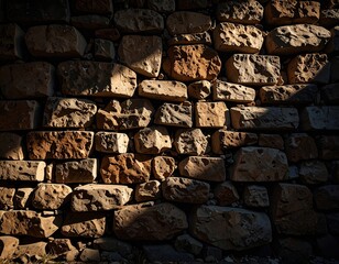 Rustic rock wall textures create depth with warm browns and shadows adding an organic stonework design element for backdrops