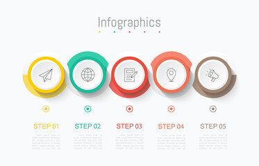 Fototapeta premium Infographic 5 options design elements for your business data. Vector Illustration.