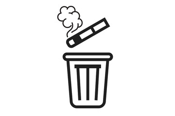 trash can icon, cigarette, smoke , bin, waste , waste bin, waste bin icons , smoking icon, smoking prohibited 