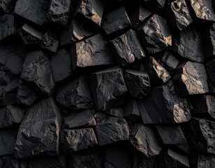 Striking basalt columns shine with a wet, dark sheen, showcasing natural geological formations and rock textures