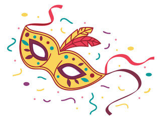 Modern Playful Party Mask With Colorful Confetti And Stre Scalable Graphic