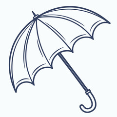Open Navy Blue Umbrella Vector Illustration