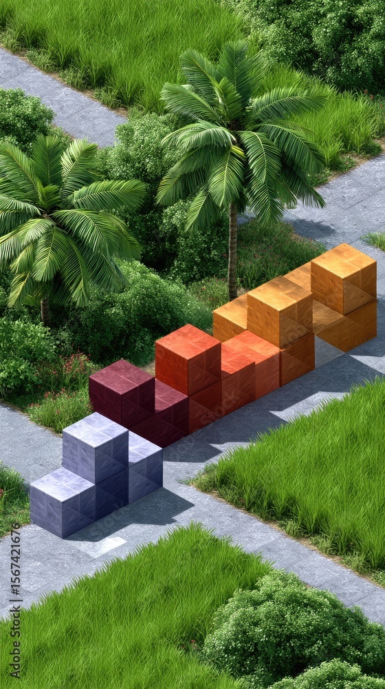 Poster modular polyomino blocks in a green field