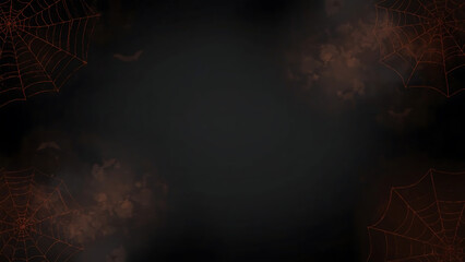 Halloween background with dark cave, bats, spiderwebs, and spooky ambiance. Suitable for Halloween party invitations, social media posts, or website banners.