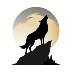 wolf howling at night