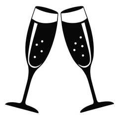 two glasses of champagne vector illustration