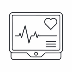 Heart Rate Monitor Icon, Minimalist Vector Symbol of Cardiac Health and Vital Signs