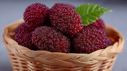 Close-up of a Basket of Ripe Mulberries