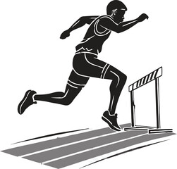 Obraz premium hurdles race jump black silhouette vector