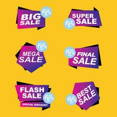 Sale Label collection set. Set ribbon banner and label sticker sale offer and badge tag sale advertising. Discount red ribbons, banners and icons. Offer discount coupons. Vector illustration.
Importan