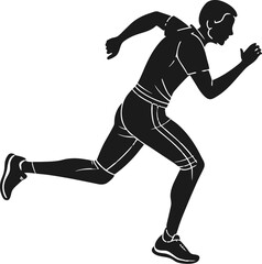 Obraz premium runner sprinting fast black silhouette vector
