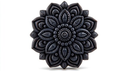 Intricate Black Mandala: A Decorative Floral Design