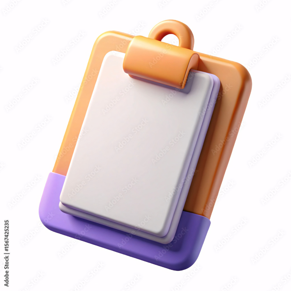 Aufkleber modern 3d rendered clipboard with blank paper and loop