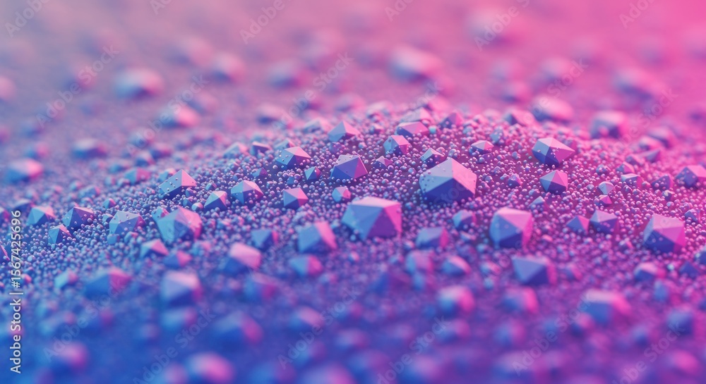 Poster abstract polygonal shapes with dynamic pink and blue lighting create a futuristic look
