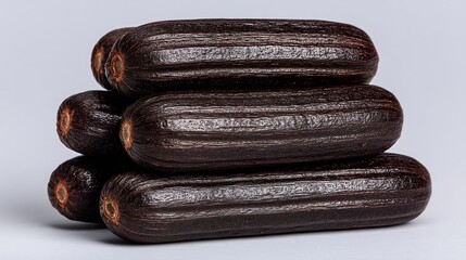 Dark Brown Cylindrical Vegetables Stacked