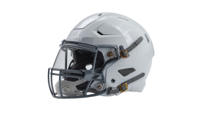 White American Football Helmet on Transparent Background