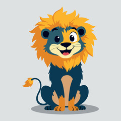 Cute Cartoon Lion Mascot Sitting with Happy Expression