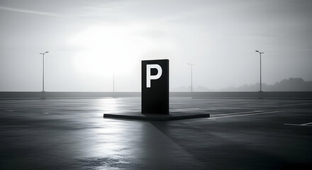 Parking Area With Minimalist Sign In Solitary Setting Reflecting Tranquility