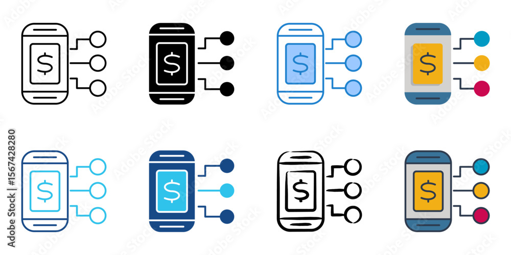 Poster digital currency icon set multiple style collection