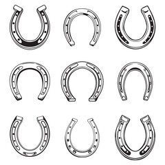 Vintage horseshoe silhouette. Horseshoe icon vector illustration.