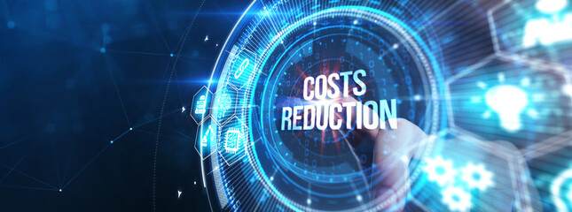 Cost reduction business finance concept on virtual screen. Business, technology concept.