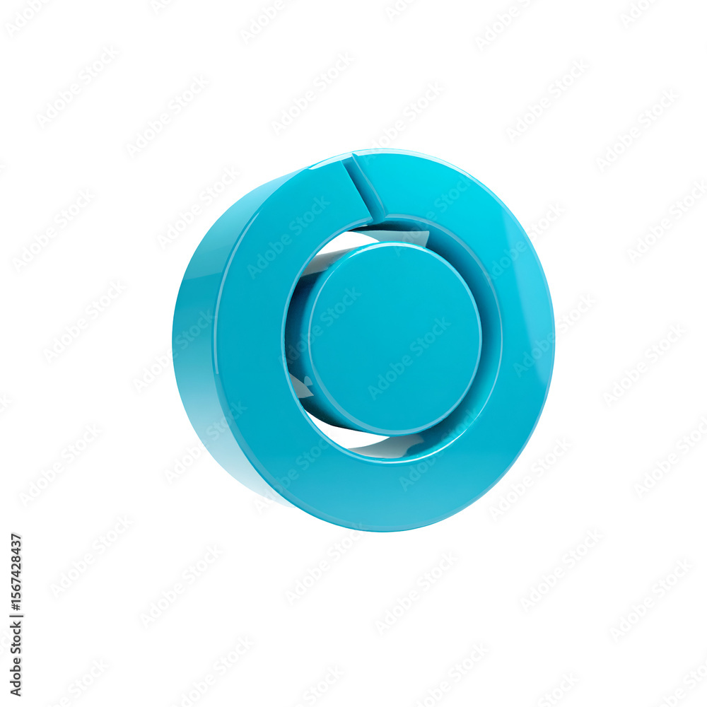 Poster 3d abstract circular teal technology element with concentric rings on a dark background depicting mo