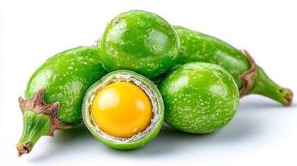Vibrant Green Fruits with Golden Yellow Interiors