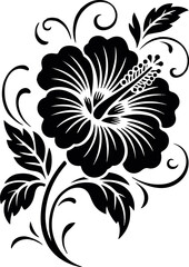 Decorative Black and White Flower Pattern for Prints and Stencils